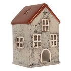 Šedý keramický domek na čajovou svíčku Lamont