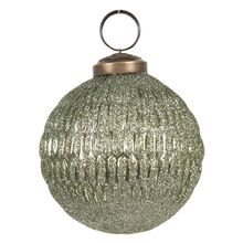 Vánoční ozdoba - zelená vroubkovaná koule, Clayre & Eef