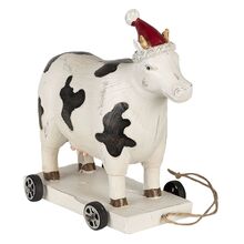 Clayre & Eef Vánoční dekorace - kráva na vozíku, Clayre & Eef