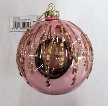 Vánoční ozdoba - růžová průhledná koule s glitry ø 10 cm, Colmore
