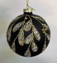 Vánoční ozdoba - černá koule se zdobením ø 10 cm, Colmore