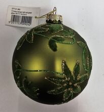 Vánoční ozdoba - matně zelená koule s květinou ø 10 cm, Colmore
