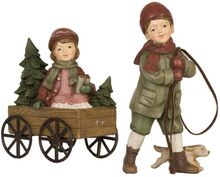 Clayre & Eef Dekorativní soška - děti s vozíkem, Clayre & Eef