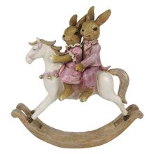 Clayre & Eef Velikonoční dekorace - Zajíčci na koníkovi, Clayre & Eef