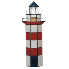 Dekorace - Stolní lampa Tiffany lighthouse