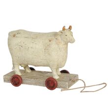 Dekorace - Kráva na kolečkách Bílá