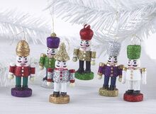 Vánoční ozdoba - Louskáčci s třpytkami, 6ks