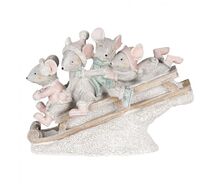 Clayre & Eef Dekorativní soška myšek na saních