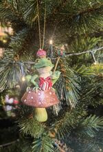 Vánoční ozdoba - žába na houbě