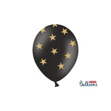 Balónky latexové černé s hvezdičkama 13 cm 10 ks