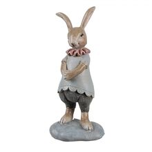 Dekorace králičí žena v modrém obleku - 6*5*13 cm