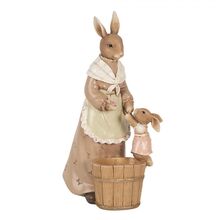 Dekorace králičí žena v šatech s malým králíčkem - 13*10*24 cm