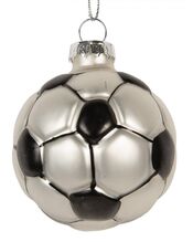 Clayre & Eef Vánoční skleněná závěsná ozdoba fotbalový míč - Ø 6*6 cm