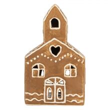 Hnědá keramická chaloupka na čajovou svíčku 16 cm