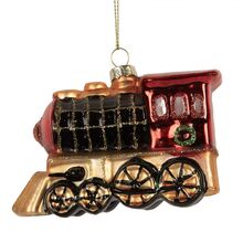 Červená skleněná vánoční ozdoba vláček 6 cm