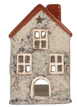 Šedý keramický domek na čajovou svíčku Lamont - 8*7*13 cm