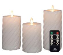 Sada 3 LED svíček z pravého vosku bílé