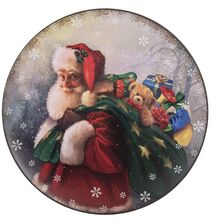 Clayre & Eef Dekorativní plastový talíř se Santa Clausem - Ø 33 cm