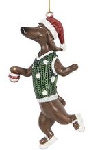 Závěsná dekorace jezevčík na bruslích 10 cm