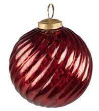 Clayre & Eef Vánoční koule červená s vroubky 10 cm