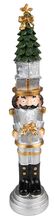 Stříbrná vánoční dekorace Louskáček se stromkem a dárkem - 5*5*25 cm