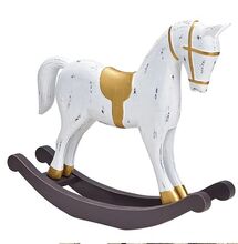 Houpací kůň - bílý se zlatým sedlem - 37 cm