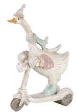 Dekorativní soška husy se šálou na koloběžce 19 cm