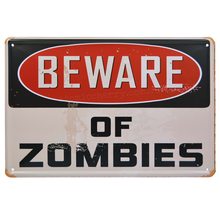 Retro Plechová cedule Beware of Zombies