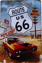 Nostalgic Art Plechová cedule - Route 66 Červené Auto