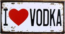 Retro Plechová cedule I Love Vodka