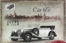 Retro Plechová cedule Car Culture Auto World 1921