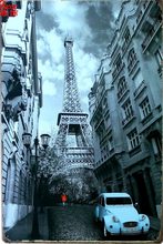 Retro Plechová cedule Eiffel - Car