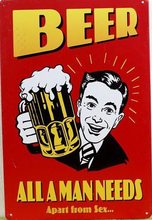 Retro Plechová cedule Beer All Man Needs