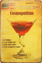 Retro Plechová cedule Recipe For Cosmopolitan