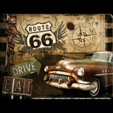 Nostalgic Art Plechová cedule - Harley - Davidson Route 66 /Drive,Eat/