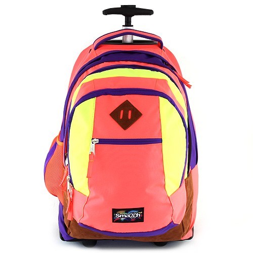 Smash Školní batoh trolley Smash neonově oranžová lemovaná fialovou
