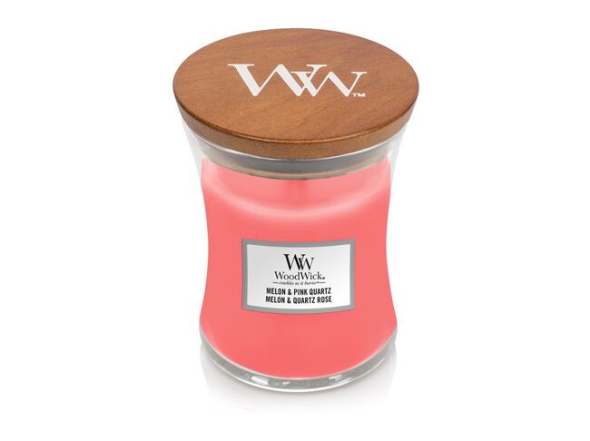 WoodWick střední svíčka Melon & Pink Quartz