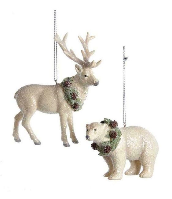 Vánoční ozdoba - Bílý jelen / medvěd, 1ks