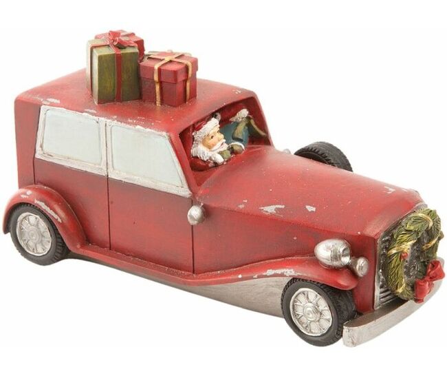 Clayre & Eef Vánoční dekorace - Santa v autě, Clayre & Eef