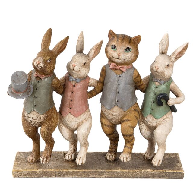 Velikonoční dekorace - Zajíci s kočkou, Clayre & Eef 6PR2174