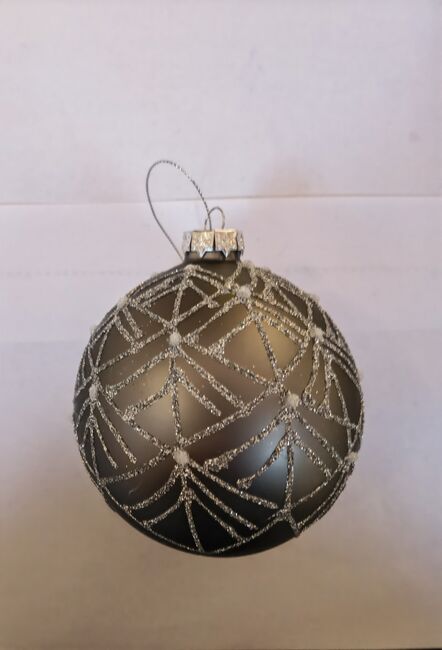 Colmore By Diga  Vánoční ozdoba - šedá koule se zdobením ø 10 cm, Colmore