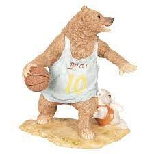 Clayre & Eef Dekorace Medvěd hrající basketbal - 14*11*15 cm