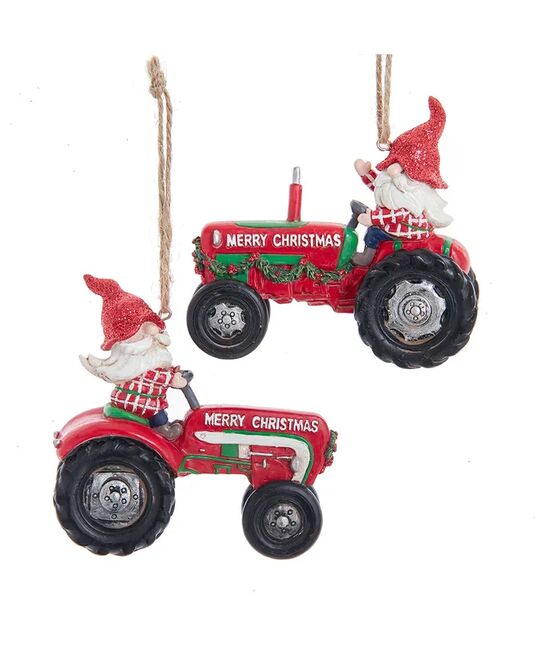Kurt Adler Vánoční ozdoba - trpaslík na traktoru