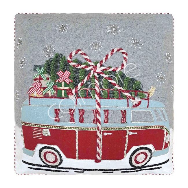 Vánoční dekorace - polštář vánoční auto