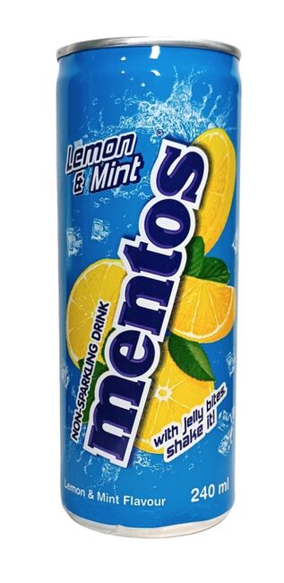 MENTOS limonáda s příchutí s citrónu a máty 240 ml s kousky kokosového želé