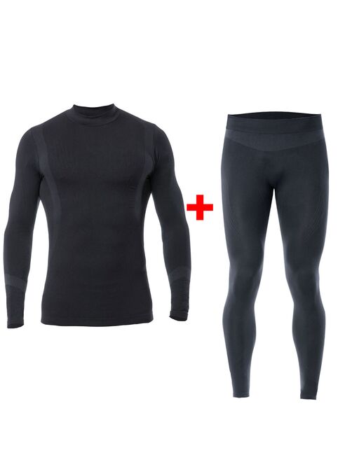 Iron-ic Pánská termo souprava, triko s dlouhým rukávem a legíny Barva: Black, Velikost: XXL