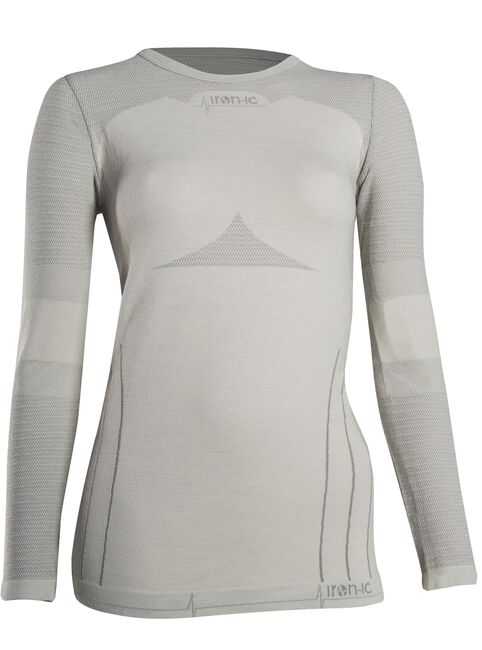 Iron-ic Dámské funkční triko s dlouhým rukávem s MERINO vlnou Barva: Light grey, Velikost: L/XL