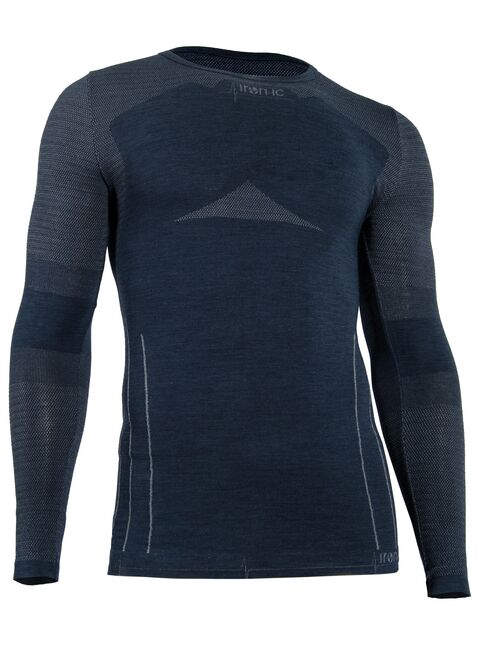Iron-ic Pánské funkční triko s dlouhým rukávem s MERINO vlnou Barva: Blue, Velikost: S/M