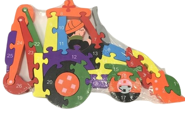 Vzdělávací dřevěné puzzle - Bagr 2