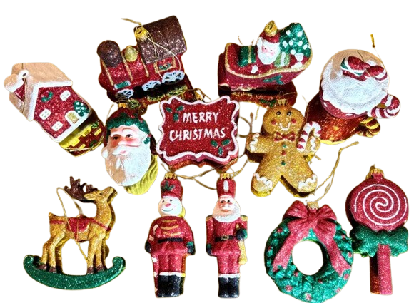 Sada vánočních ozdob na stromeček 12ks 14x6,5x5cm